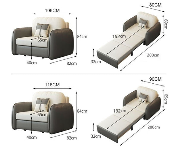 Caio Single Sofa Bed, Leathaire with individual sofa bed