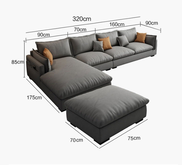 Amos Three Seater Sofa Corner, Leathaire with corner sofa u shape