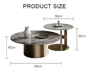 Coar Nesting Coffee Table Set, Gold & Grey-Weilai Concept-Weilai Concept