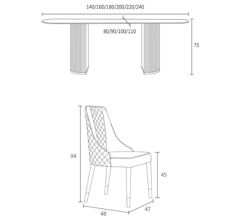 Costanza Dining Table, Sintered Stone, White with glass furniture dining table
