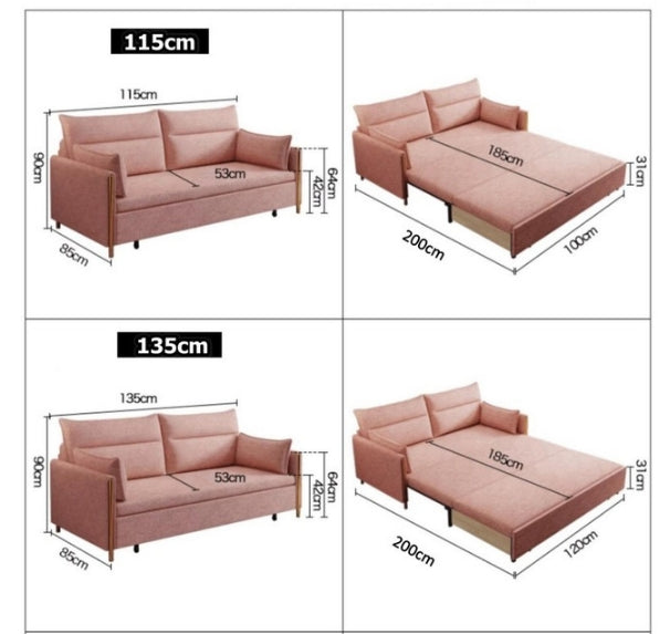 Two Seater Sofa Bed, Linen with l shape sofa bed
