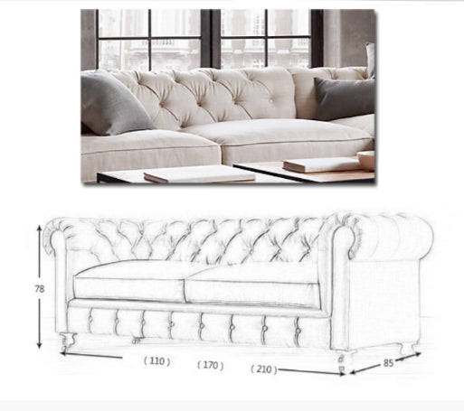 ChicComfort Two Seater Sofa, Velvet-Sofas-Weilai Concept-Weilai Concept