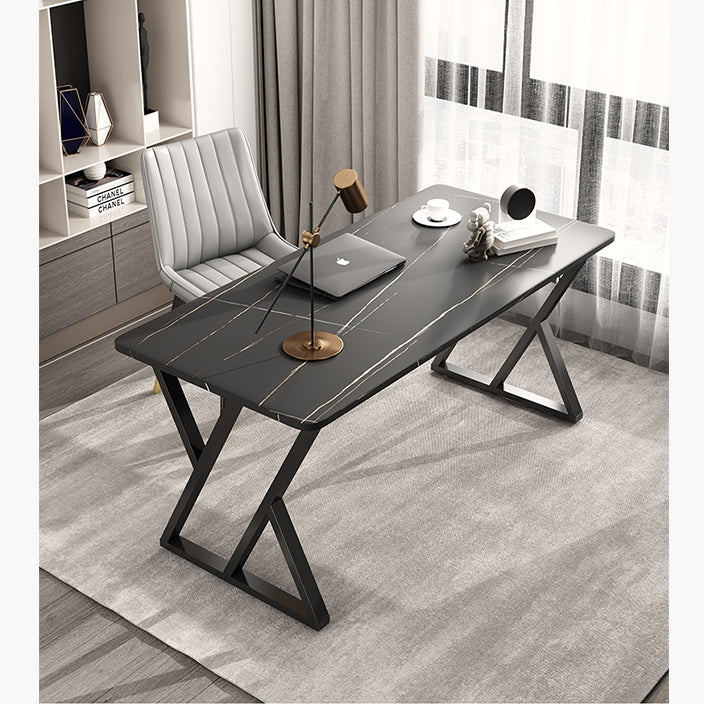 Detail view of Arbaz Office Desk, Sintered Stone with office with black desk