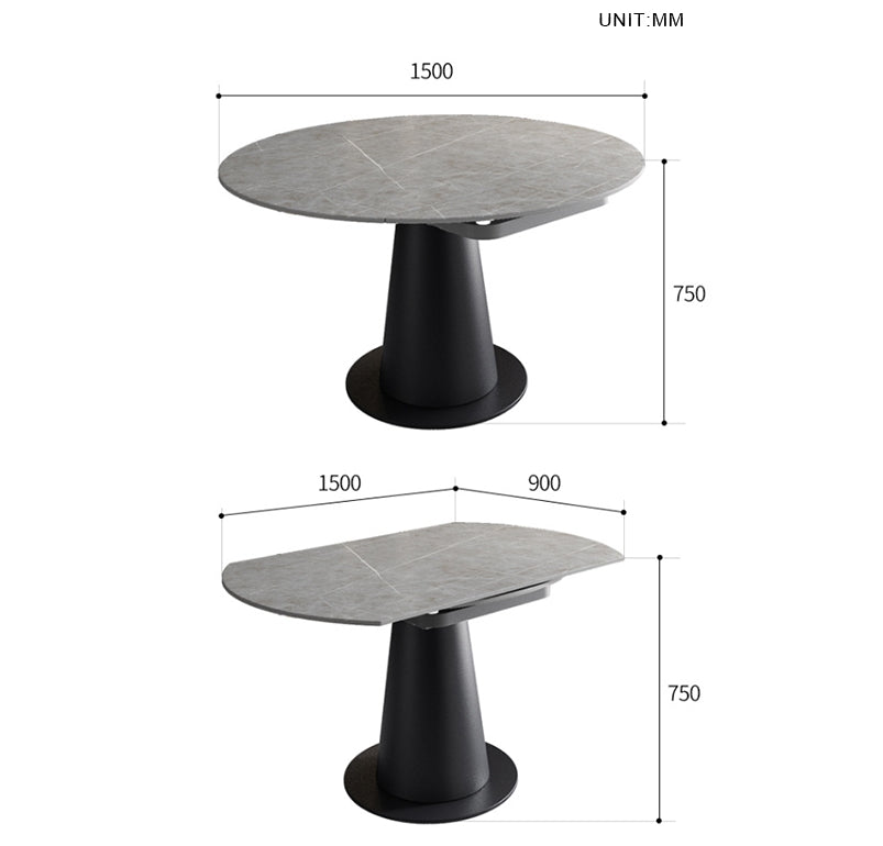 Lessie Extendable Dining Table, Sintered Stone with lamp dining table