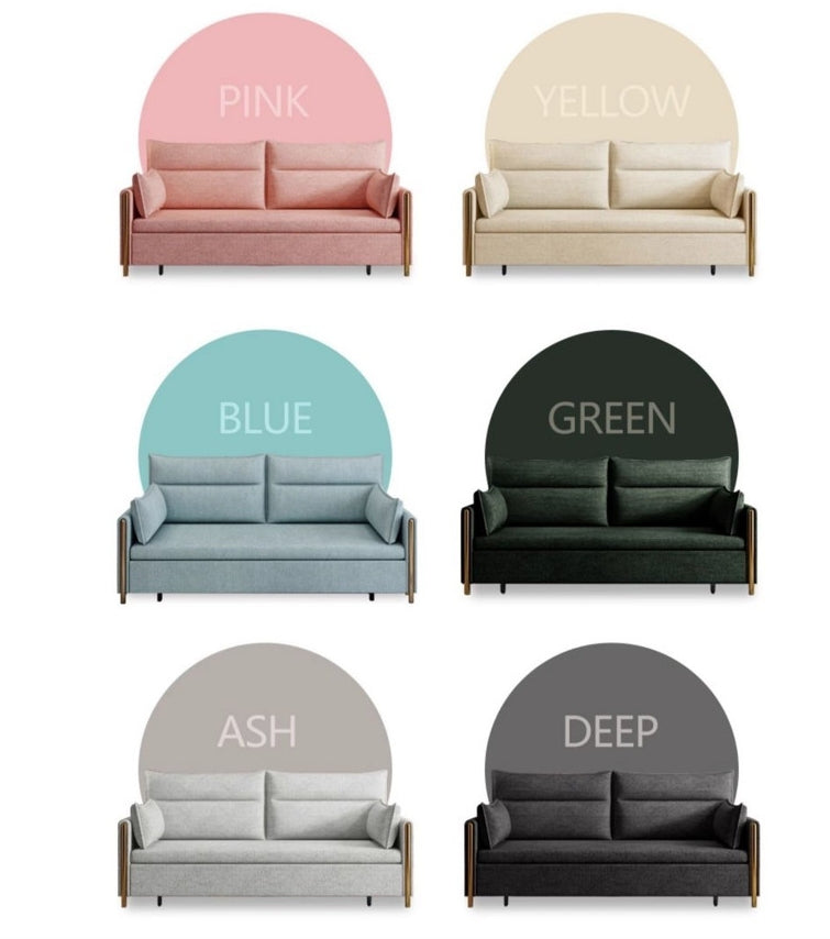 Two Seater Sofa Bed, Linen with long sofa bed