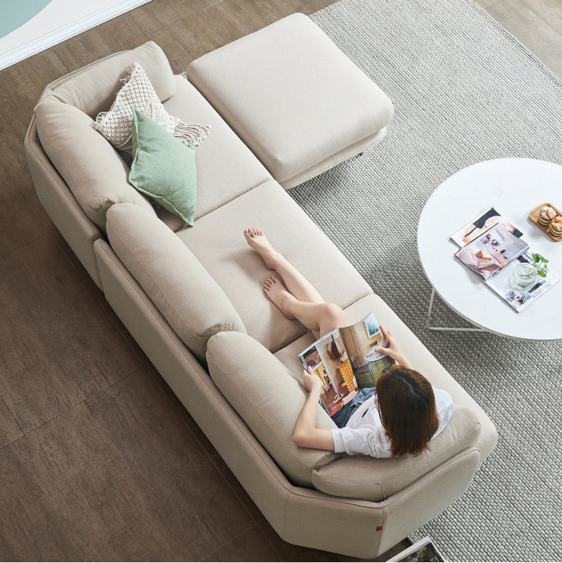 Two Seater, Three Seater, Modular Sofa, Off-White Cotton Linen with right hand corner sofa