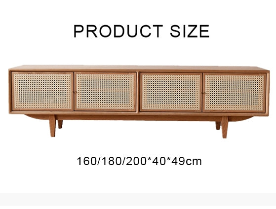 Pavia TV Stand, Rattan & Oak-Weilai Concept-Weilai Concept