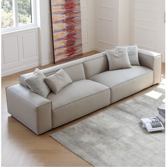 Ximenes Two Seater Sofa, Leathaire with round dining table and chairs for 6