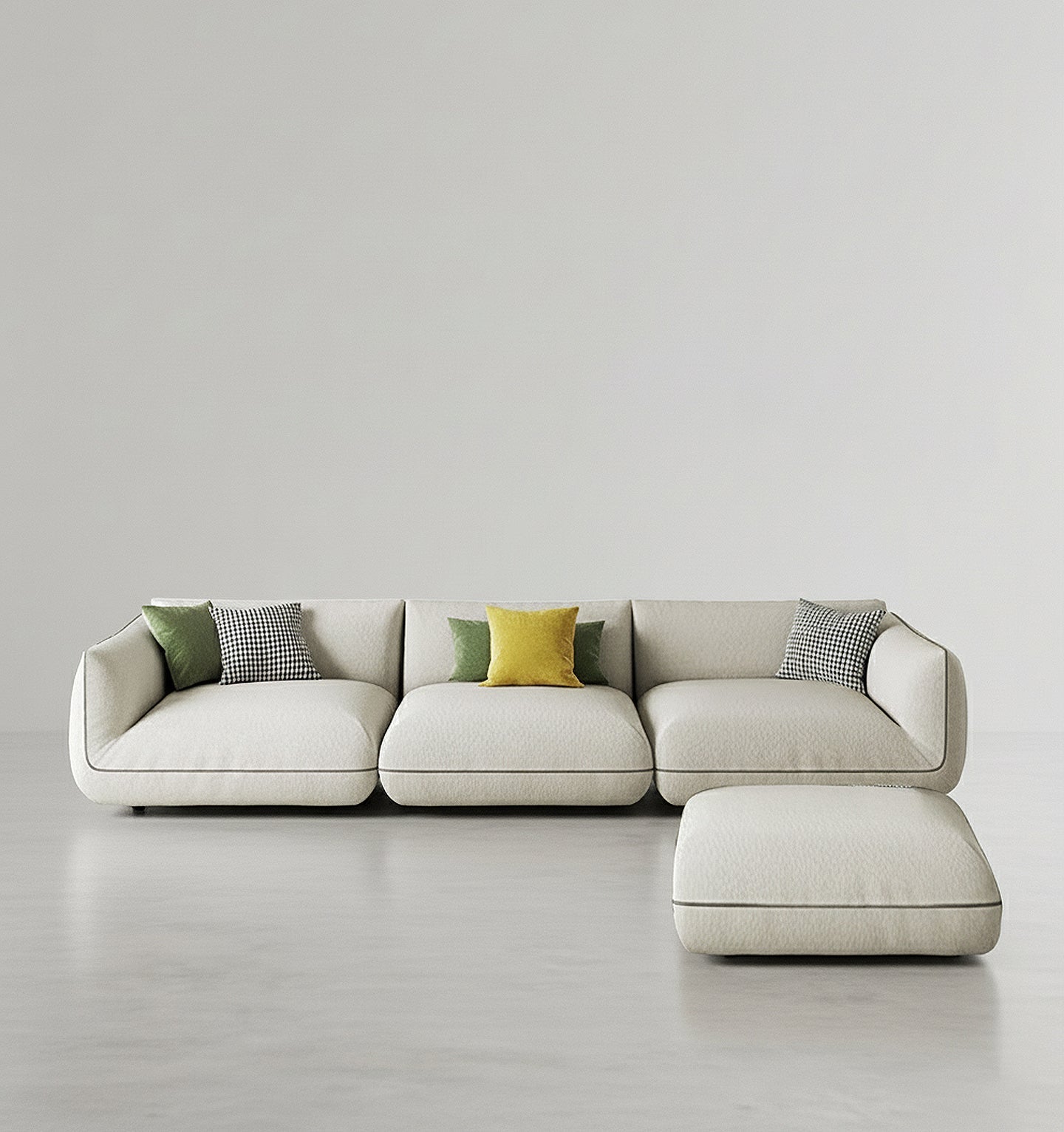 TOFU Agnes Three Seater Corner Sofa, Suede, Modular Sofa - mid century corner sofa