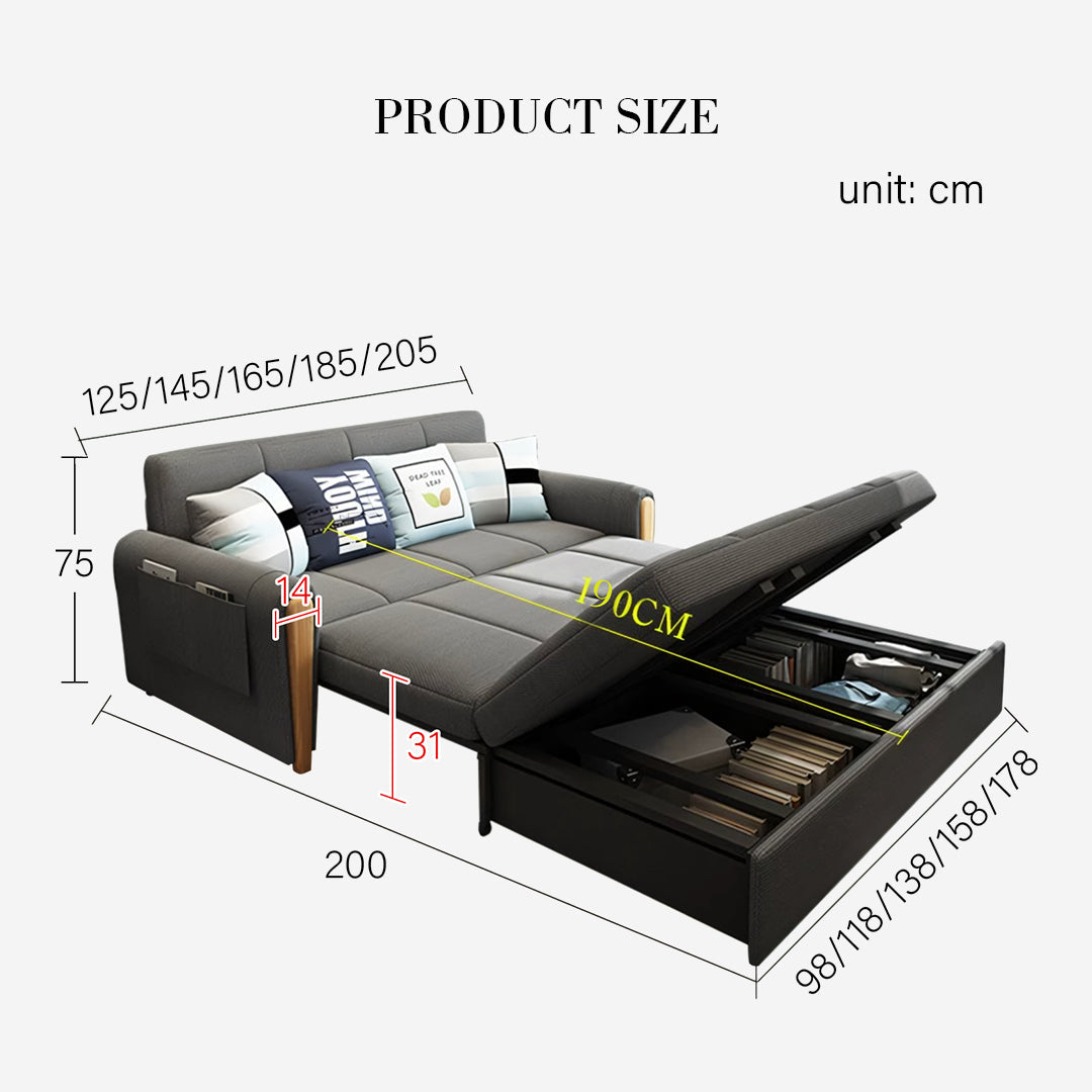 Mavis Two Seater Sofa Bed, Dark Grey with single sofa beds