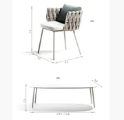 Vallee Rattan Outdoor Dining Table Set, Table With Six Dining Chairs with day bed sofa