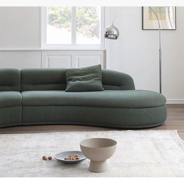 Yannik Four Seater Curved Sofa, Green with curved sofas