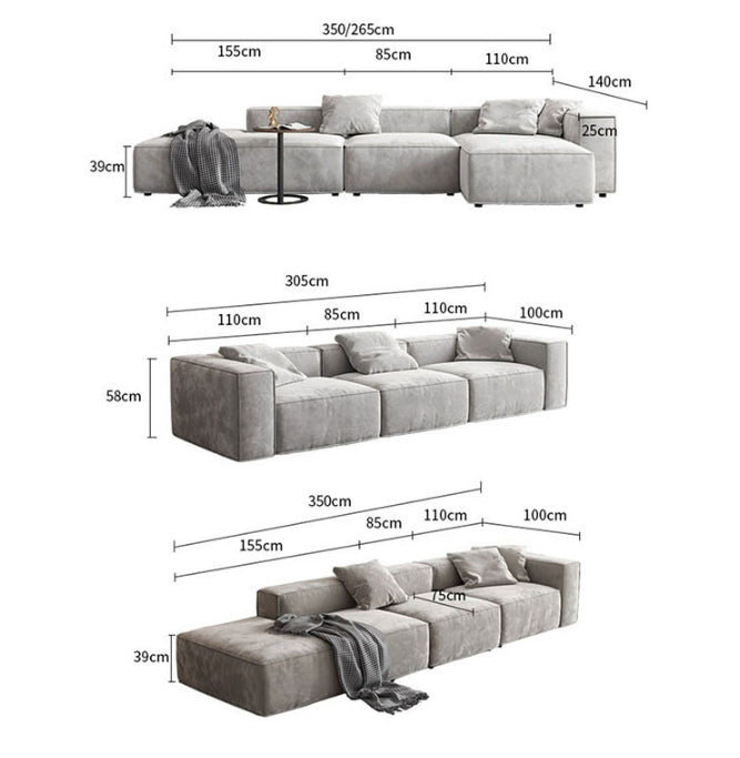 Yetta Three Seater, Four Seater Sofa, Corner Sofa, Grey Velvet with made corner sofa