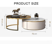 Bell Nesting Coffee Table Set, White & Gold with garden dining table