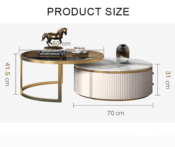 Bell Nesting Coffee Table Set, White & Gold with garden dining table