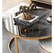 Bell Nesting Coffee Table Set, White & Gold with extending dining table and chairs