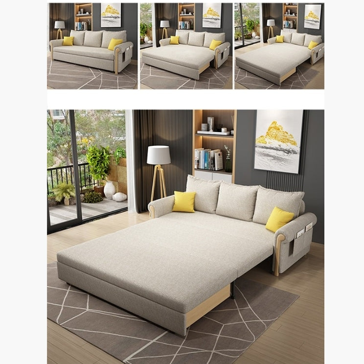 Braylene Two Seater Sofa Bed, Linen with sofa chair and bed