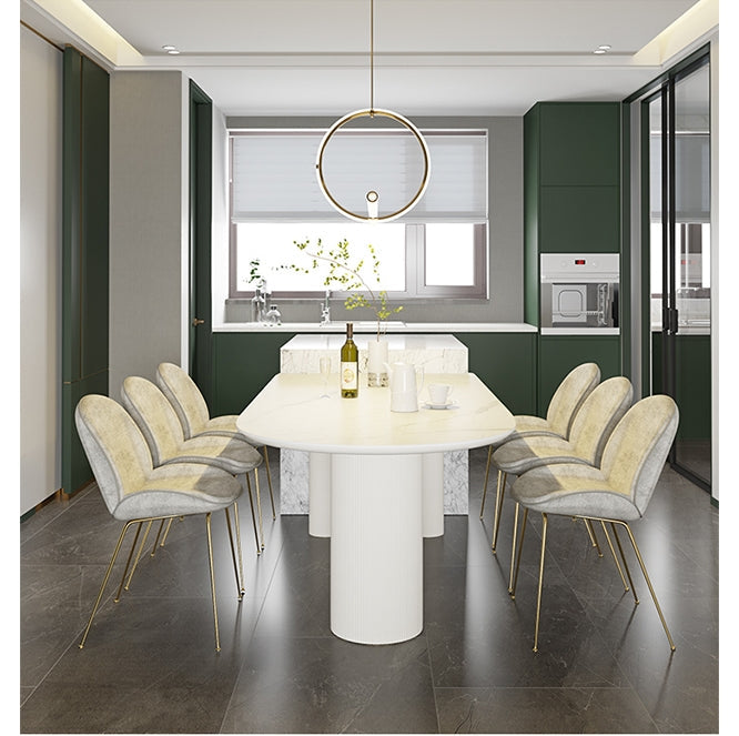 La Plainville Dining Table, White with marble effect dining table