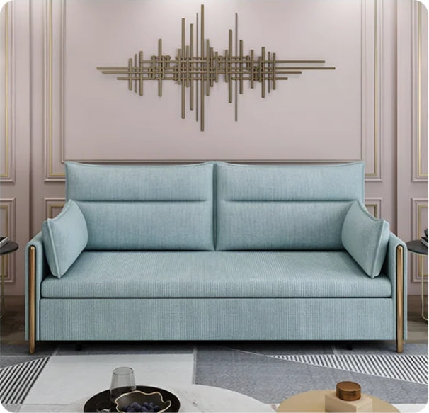 Two Seater Sofa Bed, Linen with sofa beds