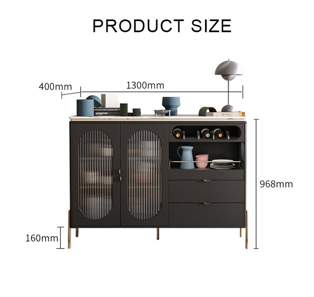 CASA Sideboard, Black with metal sideboard