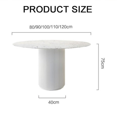 Cracky White Round Dining Table, Premium Terrazzo And Wood Base with concrete dining table