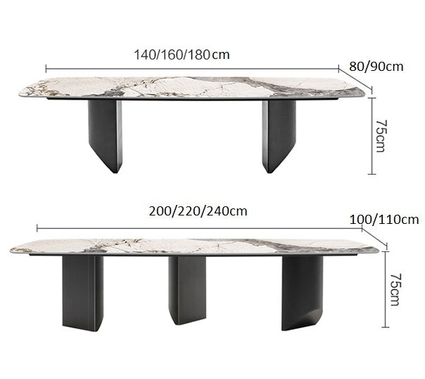 Nala Dining Table With Black Legs, Sintered Stone with space saving dining room table