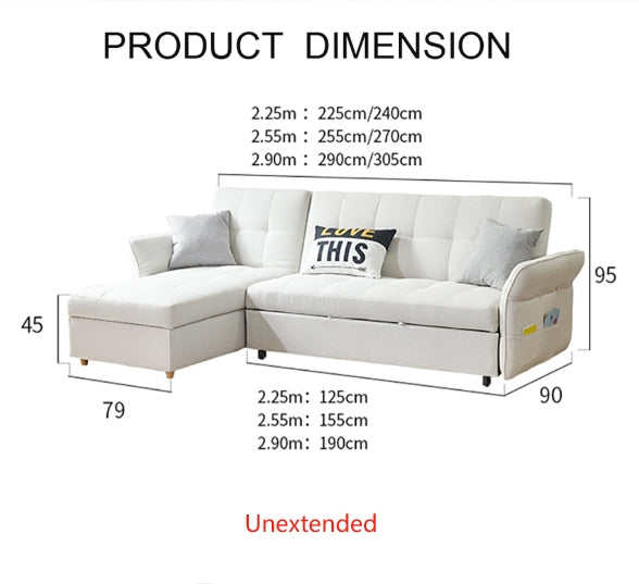 Three Seater Corner Sofa Bed, White with sofa bed corner sofa