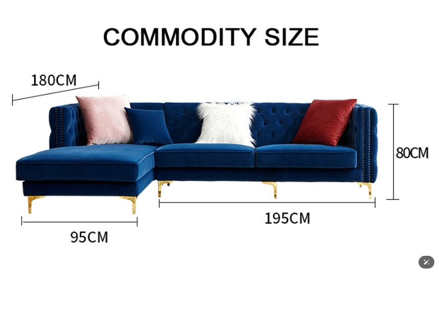 Three Seater Corner Sofa, Velvet with 7 seater corner sofa