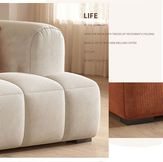 Arabella Module Sofa, Two Seater Sofa, Three Seater Sofa, Four Seater, Corduroy Fabric in a lifestyle setting with harveys corner sofa