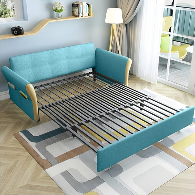 Two Seater Sofa Bed, Blue with grey sofa bed