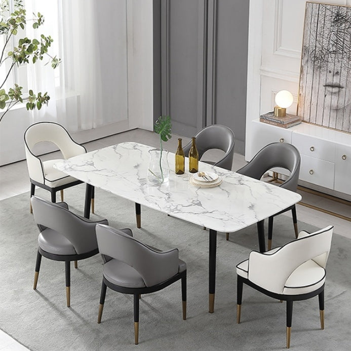 Malvern Dining Table, White with wooden dining table and chairs