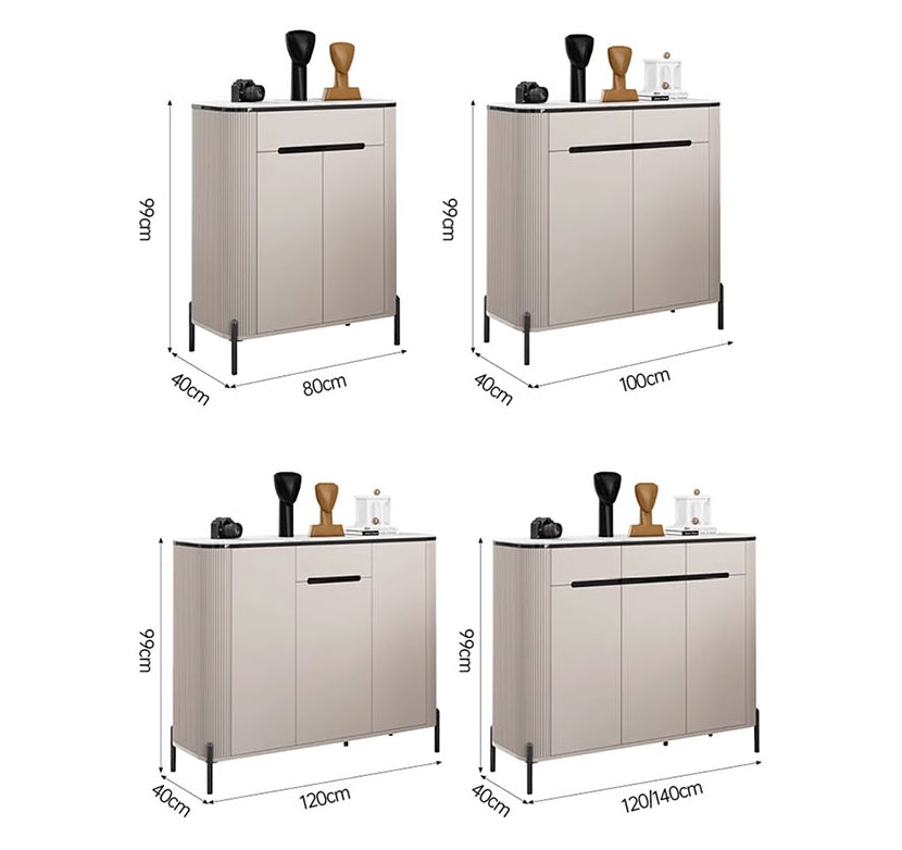Samantha Shoe Storage, Off White with sideboard 100cm