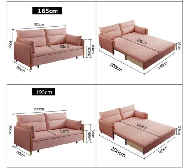 Two Seater Sofa Bed, Linen with l shaped sofa bed