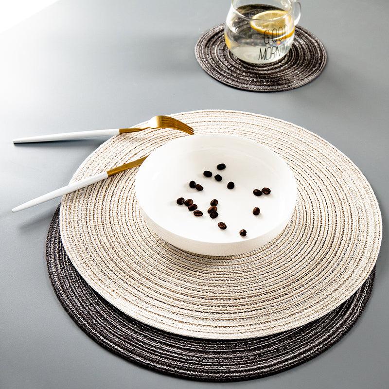 Round Braided Woven Placemats, Set of 4 Pieces-Weilai Concept-Weilai Concept