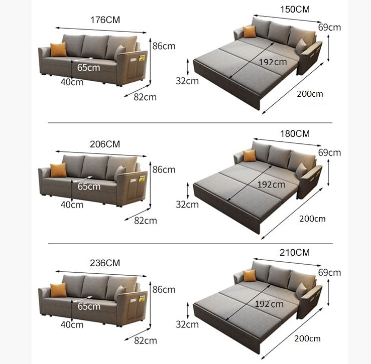 Gertrude Sofa Bed Single Seater, Two Seater, Linen with the range sofa beds
