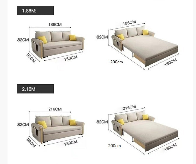 Braylene Two Seater Sofa Bed, Linen with sofa modular bed
