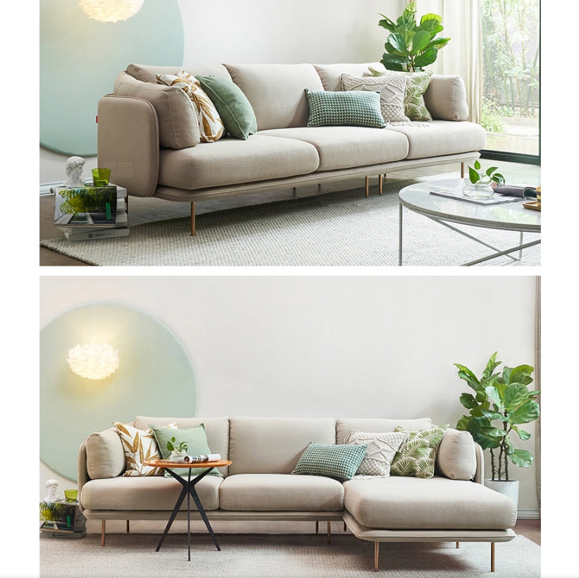 Two Seater, Three Seater, Modular Sofa, Off-White Cotton Linen with corner garden sofa