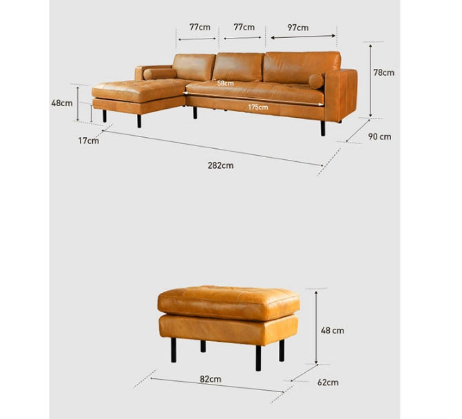 Porto Two Seater Sofa, Real Leather with seven seater corner sofa
