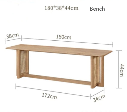 Gavril Rattan Dining Table, Oak, Rectangle with dining room table accents