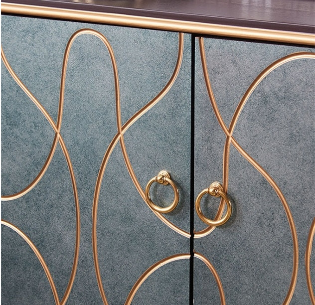 Liana Sideboard, Grey Blue with dark oak sideboard