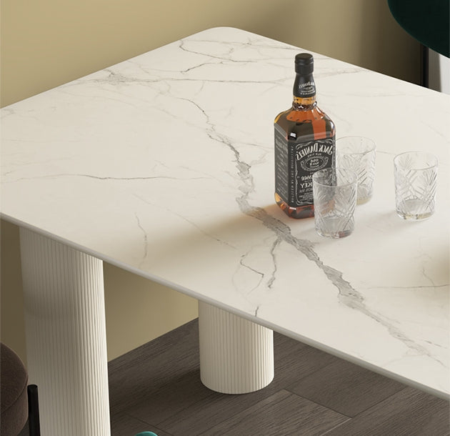 La Plainville Dining Table, White with mid century dining table