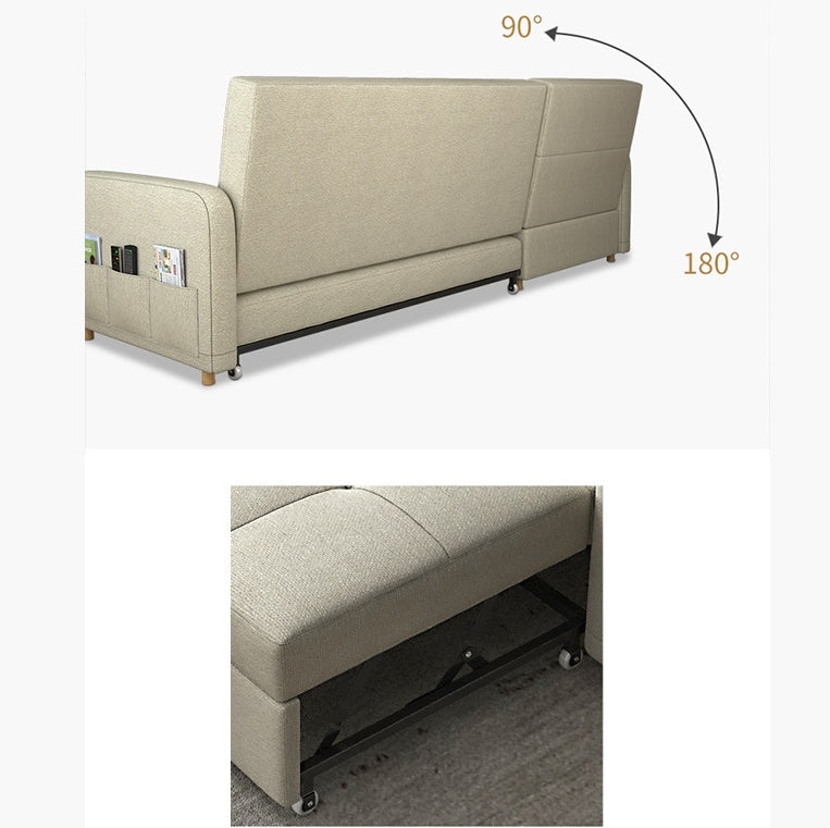 Three Seater Sofa Bed, L Shape Sofa Bed With Storage, Linen with second hand sofa bed