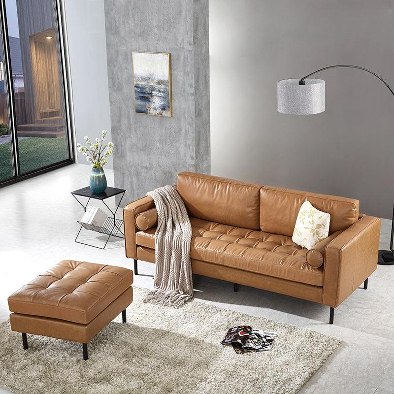 Minimalism Two Seater, Three Seater Sofa, Corner Sofa, Real Leather in a lifestyle setting with 5 seat corner sofa