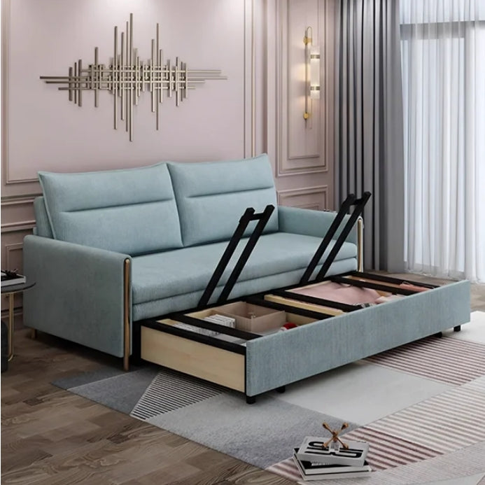 Two Seater Sofa Bed, Linen with clic clac sofa bed