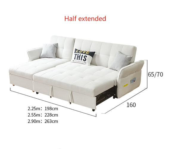 Three Seater Corner Sofa Bed, White with used corner sofa