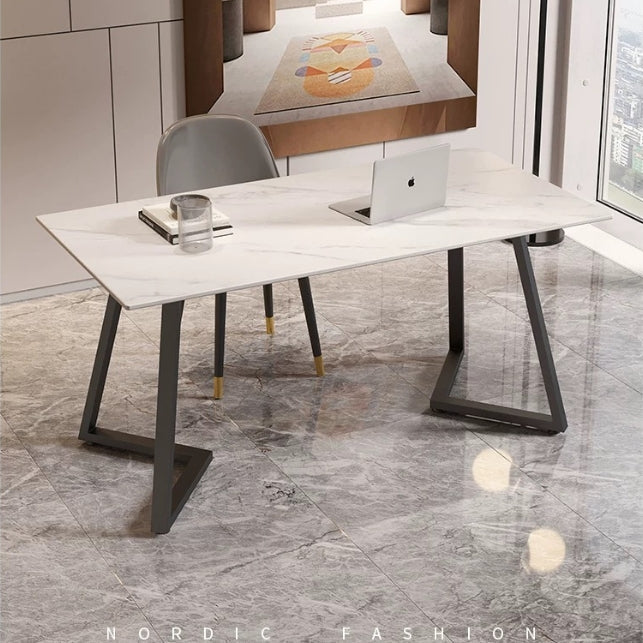 Detail view of Sierra Office Desk, Sintered Stone with corner office desks for home