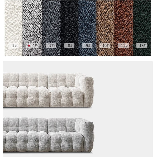 Zobah Two Seater, Three Seater Sofa, Grey Boucle with dining tables and benches