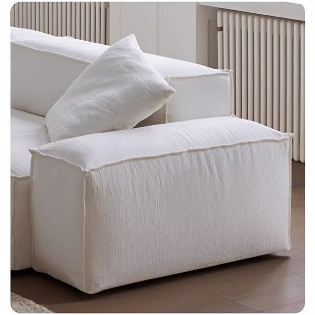 Zaavan Three Seater Sofa, Modular Sofa, White Linen with gray chair dining table