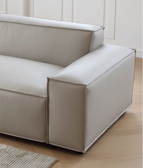 Ximenes Two Seater Sofa, Leathaire with round dining table extendable