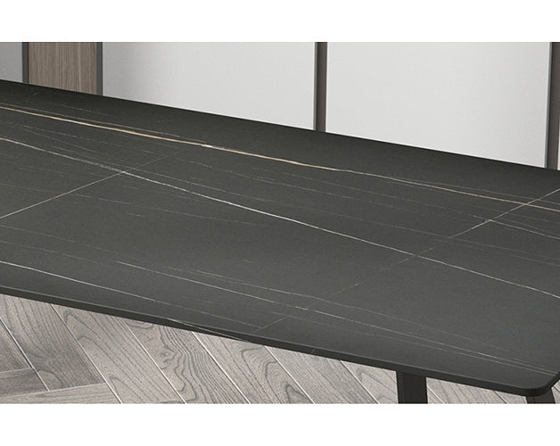 Sierra Office Desk, Sintered Stone, side view of corner office desks